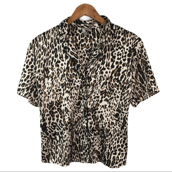 WS604 ASOS Cheetah Animal Print Blouse Top 4 - Picture 1 of 3